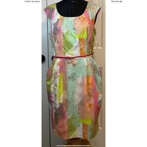 Maggy London Women's Size 14 Geometric Belted A-line Spring Summer NEW W/TAGS